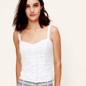 Ann Taylor LOFT White Eyelet 'Corset' Style Top